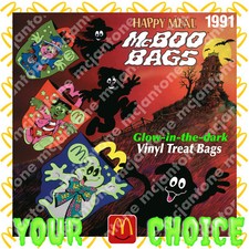 McDonald's 1991 McBOO BAGS Halloween Trick or Treat GLOW in DARK Bag YOUR CHOICE