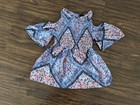 Size 7 8 Art Class Open Shoulder Blue Floral Girl Blouse Tee Gray Top — photo 1
