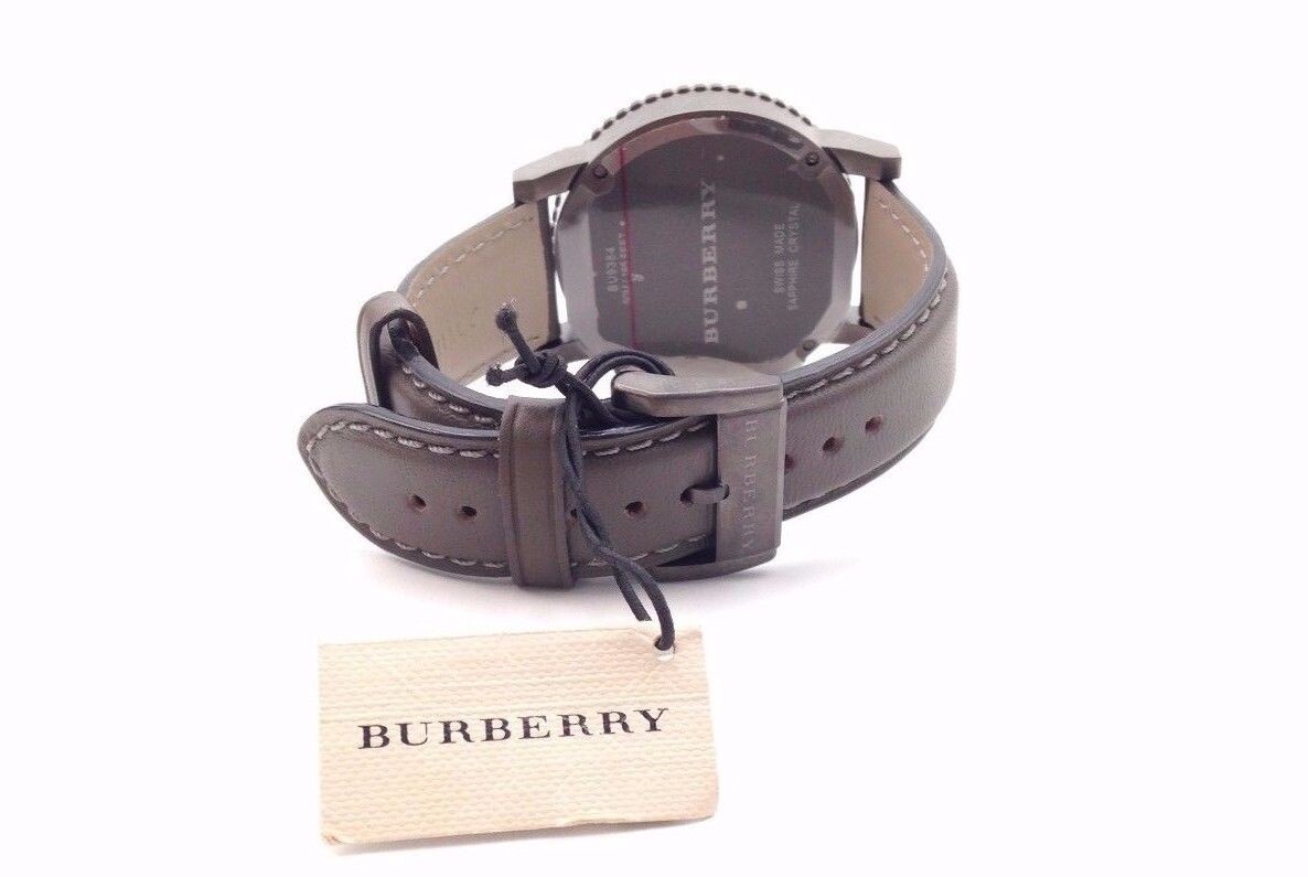 BURBERRY Chronograph Grey Dial Grey Leather Men's Watch $895 | eBay