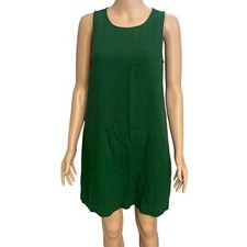 J Crew Linen Shift Dress Size 2 Green Mini Casual Vacation Beach Preppy Classic