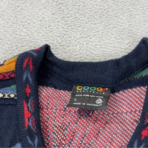 Vintage Coogi Mens Sz Large Pure New Wool Kangaroo Made in Australia 3D Textured - Picture 2 of 9