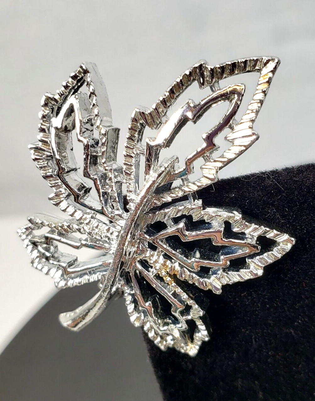 Signed Gerry's Maple Leaf Brooch Silver Tone Text… - image 1