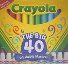Crayola Ultra-Clean Washable Classic Markers, Fine Point, Classic Colors, 40/Set