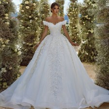 Ball Gown Princess Wedding Dresses Sweetheart Off Shoulder Lace Sequined Shiny