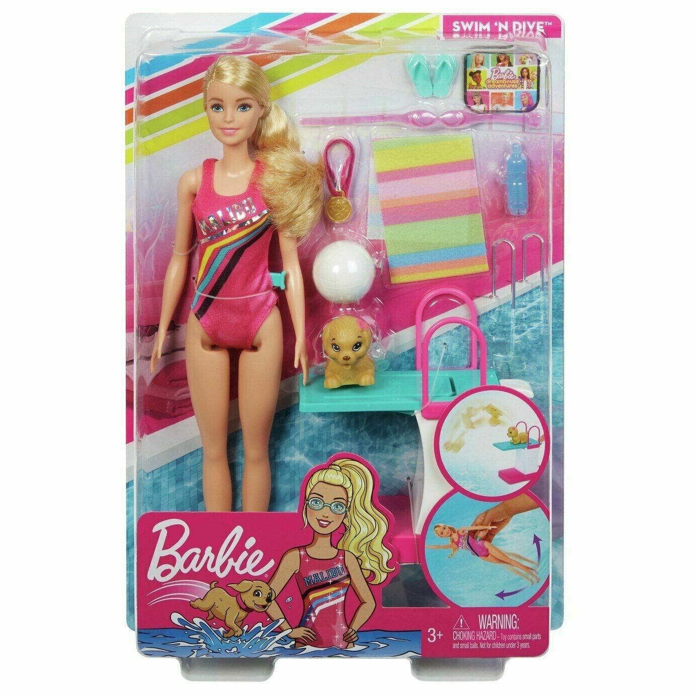 Barbie Dreamhouse Adventures Swim ‘n Dive Sport Swimmer Doll & Accessories