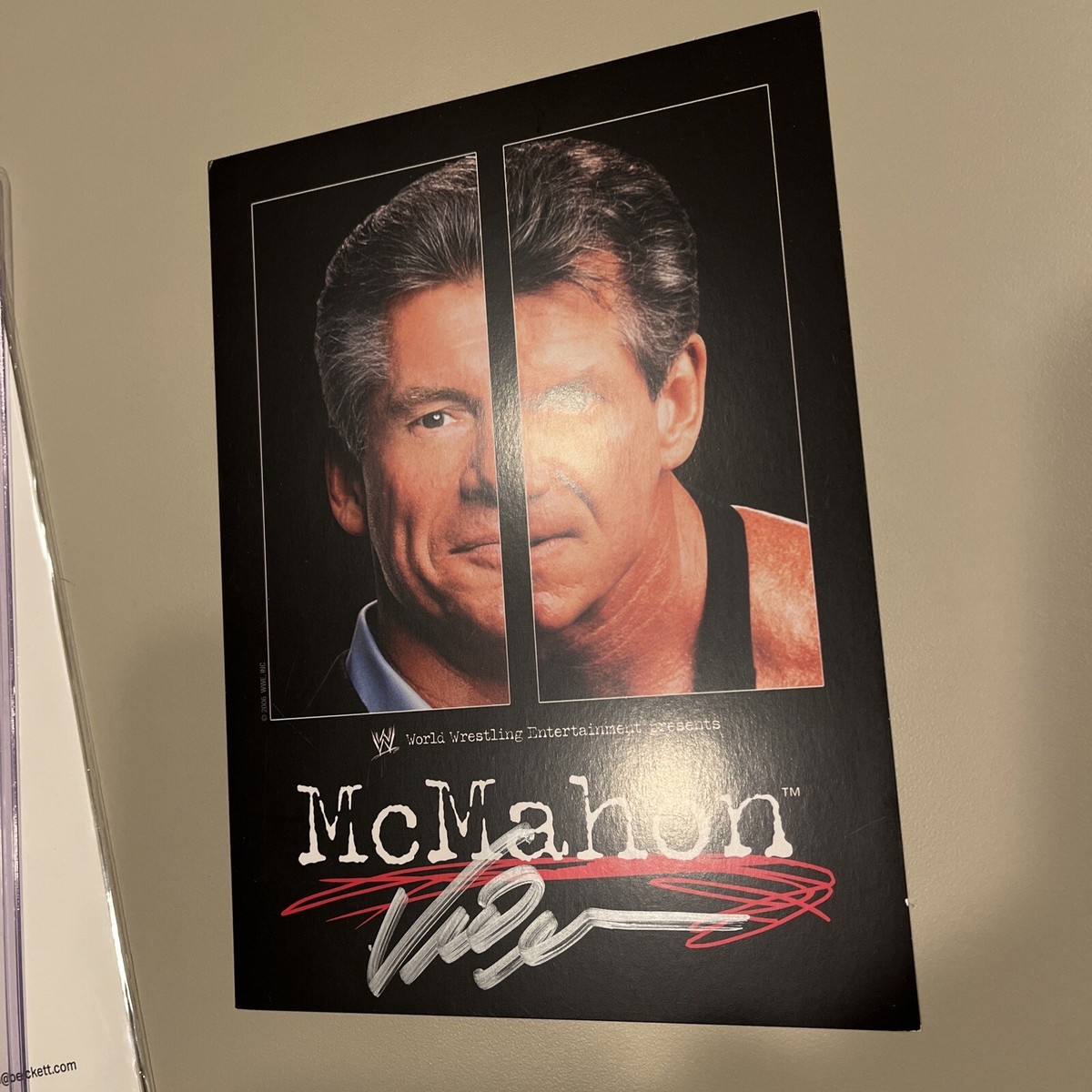 🔥WWE WWF VINCE MCMAHON Signed DUAL Cert! COA Autograph Auto 6X8