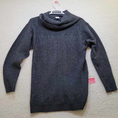 Cabi Women's Campfire Cowl Neck Sweater Charcoal Gray Size M Chunky Cable Knit