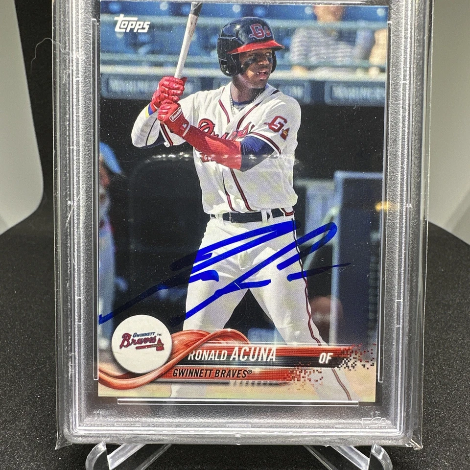 RONALD ACUNA JR 2018 Topps Pro Debut #1 AUTO Rookie RC Minor League  PSA 🔥🔥 - Image 3 of 4