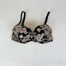NWOT Victoria's Secret Bra 32DD Dream Angels Lined Demi Black Floral B1667
