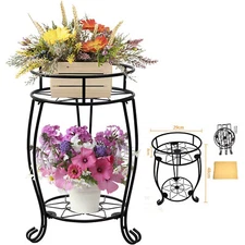 2 Tier Plant Stand Indoor 19in Metal Potted Holder Rack Flower Pot Display Rack