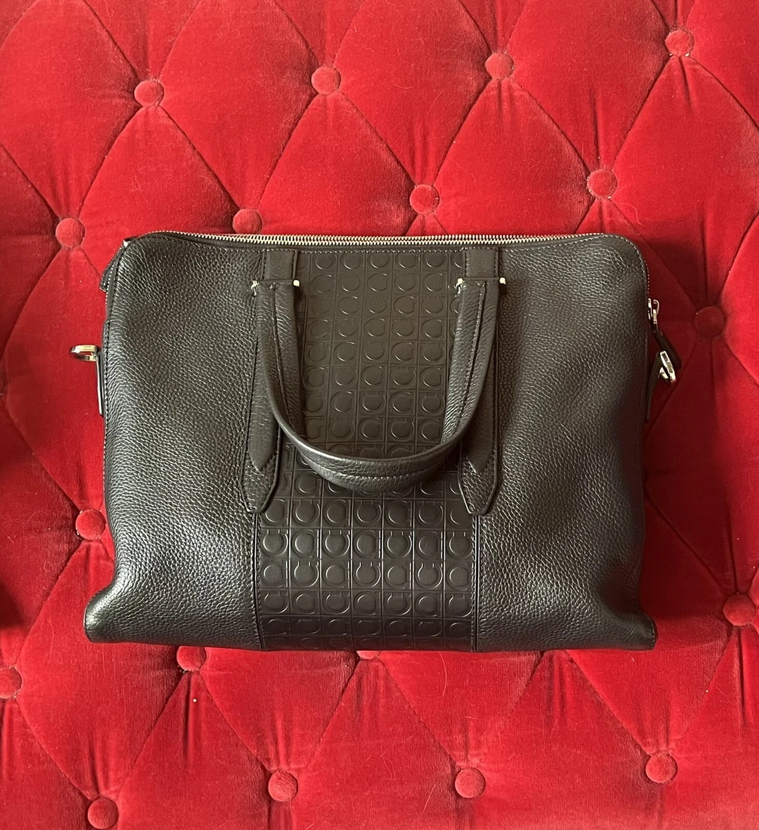 Gancini Textured-Leather Briefcase