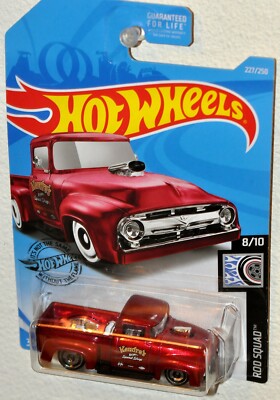 Hot Wheels 2019 #227 Rod Squad #8 Kroger Red Custom 1956 Ford Truck MOC FYG53