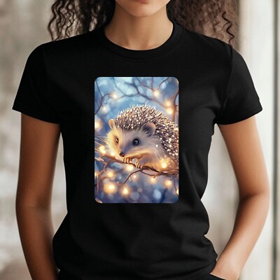 Frauen T-Shirt  Igel Glänzende Lichter Motiv Baumwolle Größe S bis 3XL