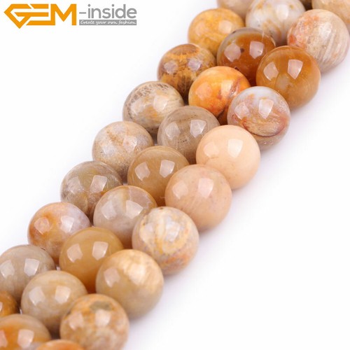 Natural 8mm Ammonite Chrysanthemum Gemstone Coral Fossil Round Jewelry Beads - Picture 29 of 36