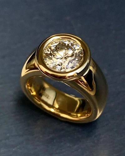 14K Yellow Gold Finish Vintage Men' 3CT Lab Created Round Cut Diamond Pinky Ring