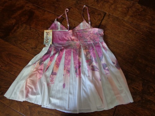 MUDD women's junior NWT sz M floral spaghetti strap blouse white/pink/peach - Picture 5 of 6