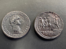 SESTERTIUS of DOMITIAN EF SOLDIERS REVERSE MODERN MUSEUM SPECIMEN COIN WRL