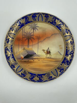 Noritake handbemalte Wüstenszene ägyptische Wiederbelebung Platte signiert vom Künstler