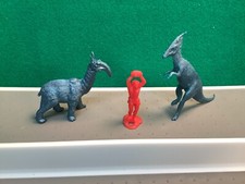 MPC Dinosaurs Metallic Blue Plastic Vintage 1960s Prehistoric Playset Set of 2 