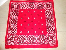 VTG 1960s Western Design Fast Color Bright Red Bandana Handkerchief RN-13960