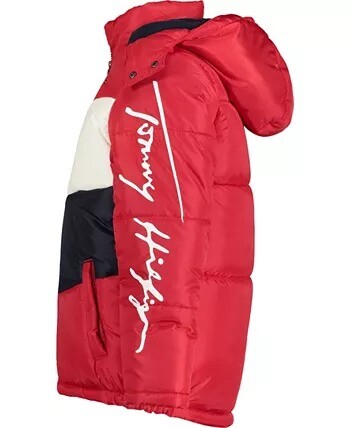 Tommy Hilfiger SCARLET SAGE Big Boys Chevron Colorblock Puffer Jacket 3T - Picture 2 of 3