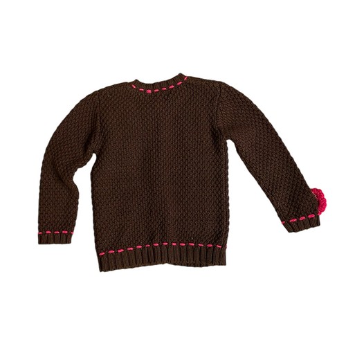 Savannah Girl's Knit Brown Cardigan Toddler 4 Small Crochet Flowers Button Up - Picture 2 of 5