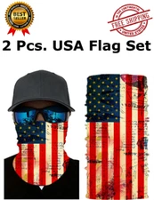 2 Pcs. American Flag Face Mask Bandana Neck Gaiter neck scarf USA seller