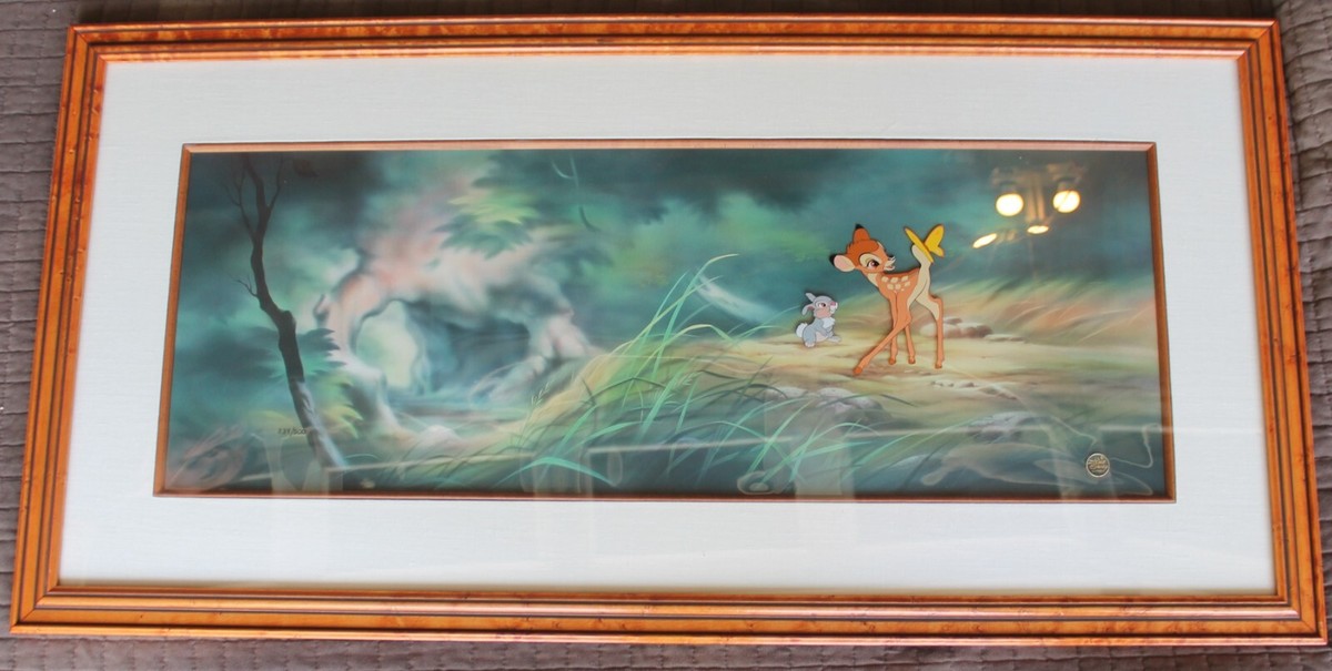 Rare Disney Cel Bambi, Thumper Butterfly Animation Art Cell