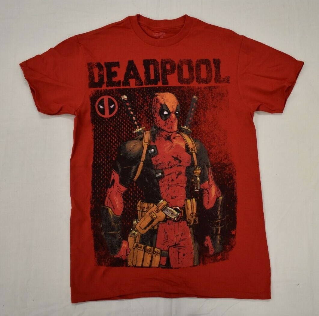 Marvel Deadpool Poster Tシャツ 海外限定 日本未入荷 Marvel Mens Deadpool Full Gear Red Tee Shirt New S, M, L, XL
