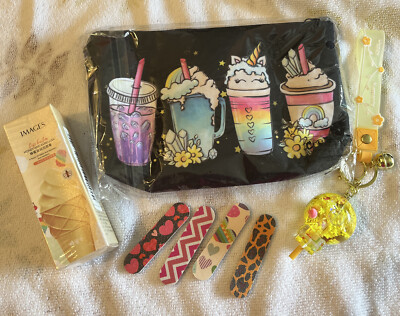 Cute Makeup Bag With Candy Key Chain and Lip Gloss
