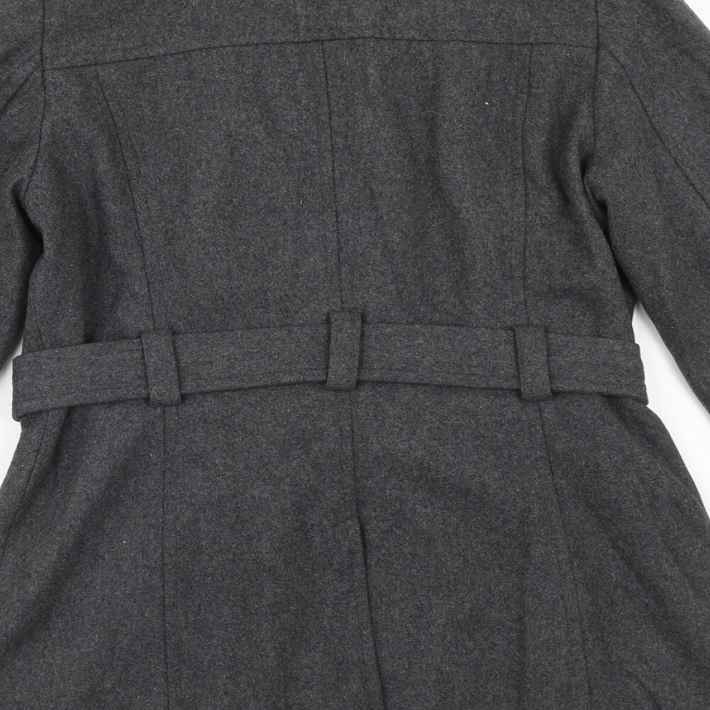 Wallis Womens Grey Pea Coat Size 14 Button eBay