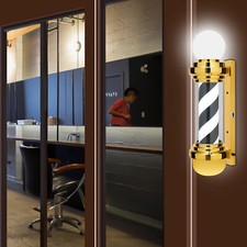 Barber Pole Light Black,White Gold Rotating Hair Salon Open Sign IP54 Waterproof