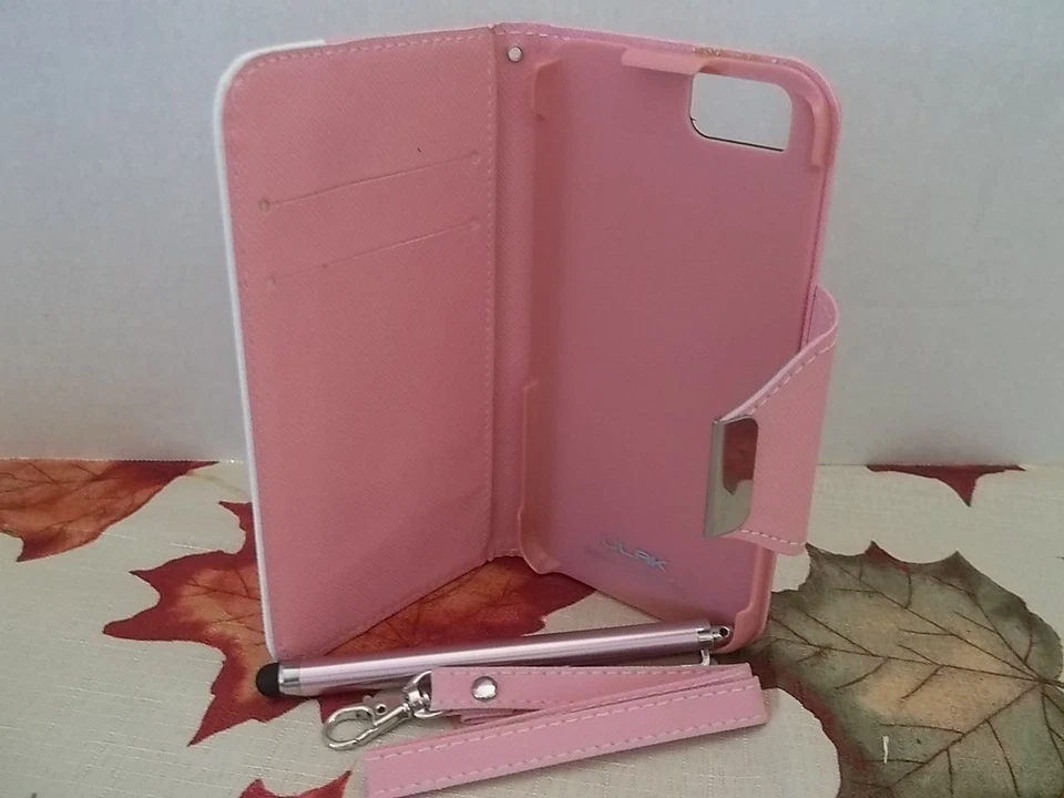ULAK IPHONE 6 БУМАЖНИК ЧЕХОЛ ~ ПРОТЕКТОР ~ РОЗОВЫЙ И БЕЛЫЙ ~ 2 СЛОТОВ - Изображение 3 из 4