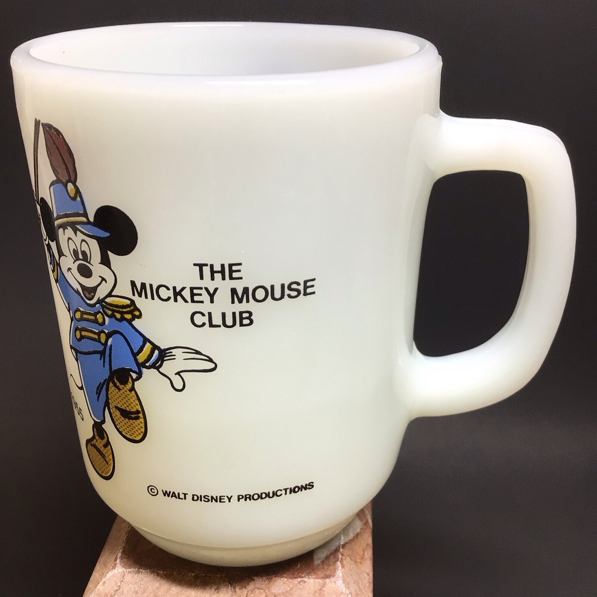 DISNEY VTG MICKEY MOUSE CLUB ANCHOR HOCKING FIRE KING MILK GLASS 