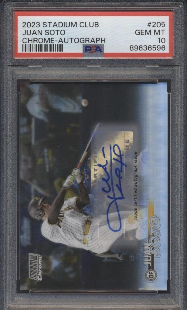 2023 Stadium Club Juan Soto Autographed Signed Chrome Gold Autograph #205 /25 PSA 10 e10 