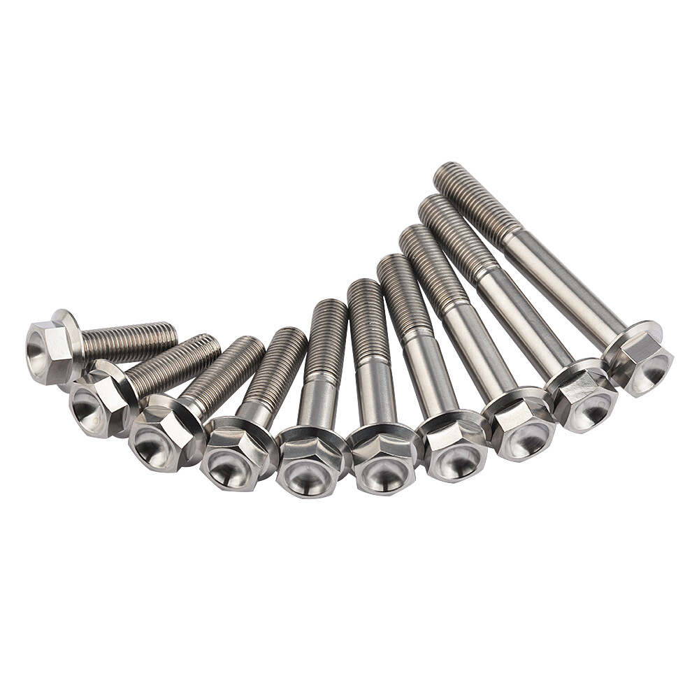 Titanbolzen DIN6921 M10 x 30 mm, Sechskantschrauben mit Flanschkopf, Steigung 1,25 mm, 5 Stück