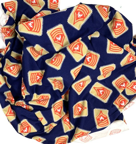 Vintage Eagle Coat of Arms Fabric Remnant 5yds Rare Blue Red Tan Bird Print htf - Picture 5 of 5