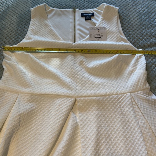Liz Claiborne Manor Garden Dress Size 14 White W/ Pockets Marilyn Style V Neck - Picture 13 of 19