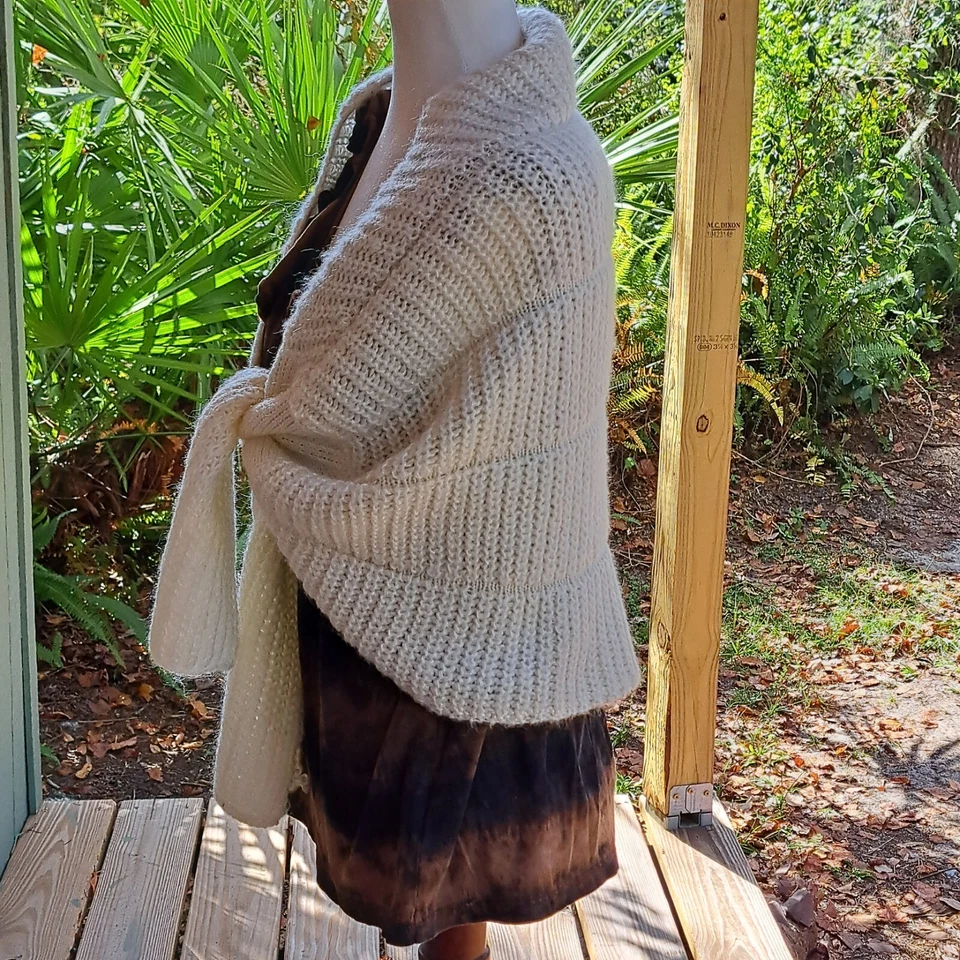 Bebe Suelto Tejido Encogido de hombros Mujer OS Crema Corbata Frontal Acrílico Mezcla de Lana Foto 4 de 4