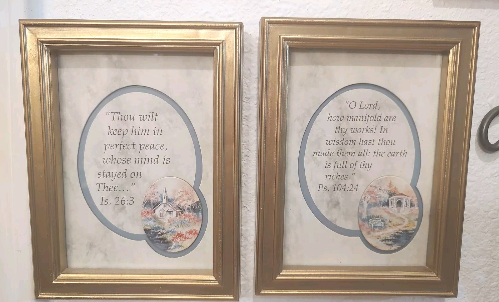 Gold-Framed Wall Art Prints with Psalms & Isaiah Poems - 8x6 Peaceful Scripture Decor-image