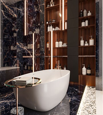 MUSTER Super Black Marble Hochglanz 120x60cm Feinsteinzeugfliesen 28,89£/m²