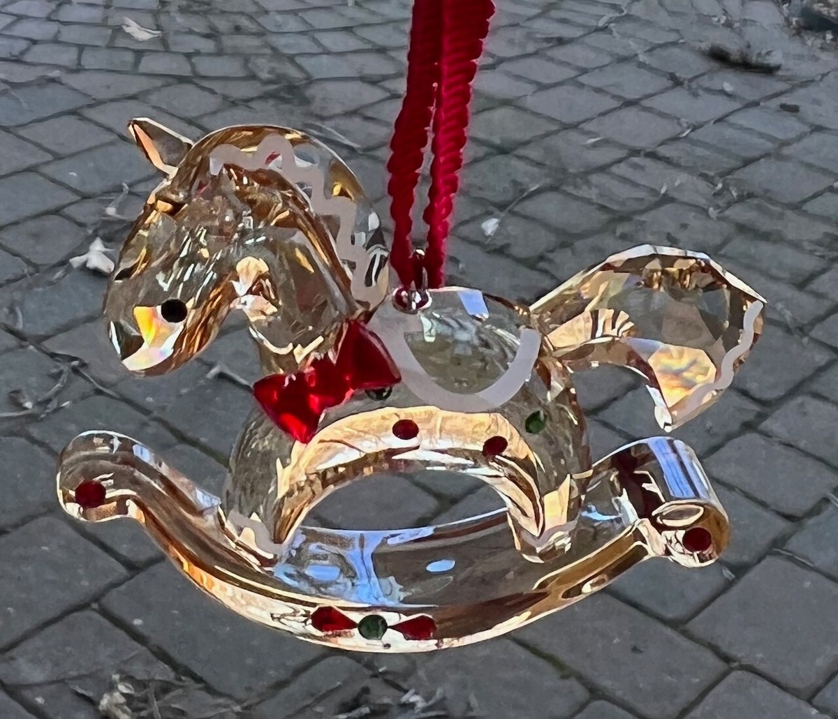 SWAROVSKI Crystal Holiday Gingerbread Rocking Horse Ornament