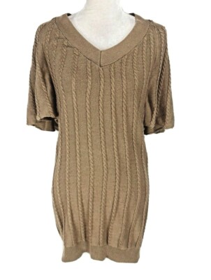 Calvin Klein Olive Green V-Neck Bell Sleeve Sheath Mini Sweater Dress Women  S | eBay