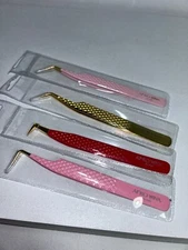 Set of 4 New Afro Winx Eyelash Extension Tweezers with Grip Volume and Isolation