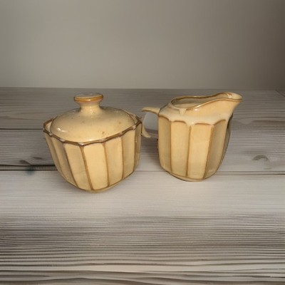 Sango Society Beige Creamer and Lidded Sugar Bowl Set with Lid