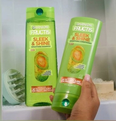 Garnier Fructis Sleek &Shine Smoothing Shampoo &Conditioner Keratin +Argan -2Pk