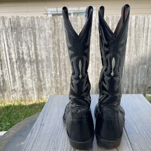 VTG Tony Lama Lizard Skin Boots Men 10.5 D Black Exotic Leather Cowboy Rodeo USA - Picture 9 of 15