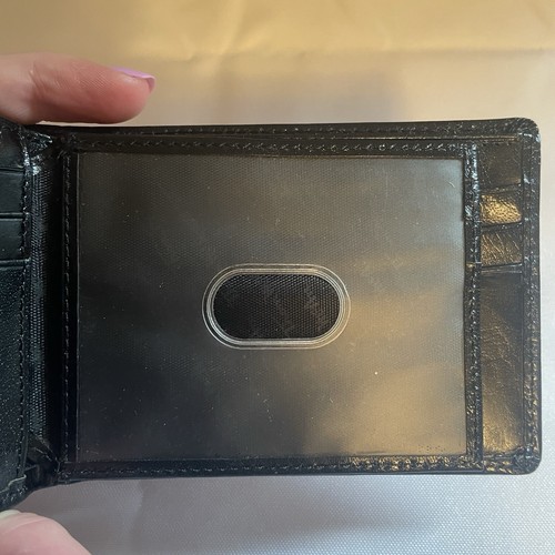 Portafoglio uomo Thom McAn nero vera pelle pieno fiore bifold chiave ID denaro - Foto 6 di 14