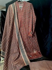 Bin Saeed Lawn Cotton 3 Pc Suit-premium Cut Work Emb- Aline Style-M L - 44