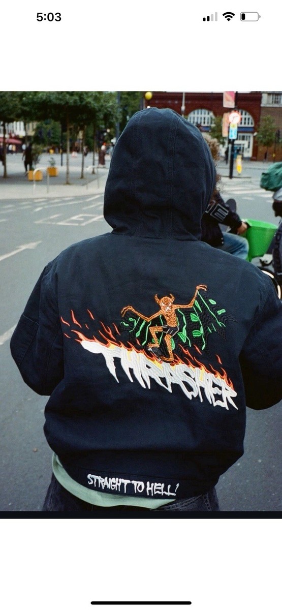 Supreme Thrasher Hooded Work Jacket Black, Size Large | eBay Supreme Thrasher Hooded Work Jacket Black, Size Large | eBay